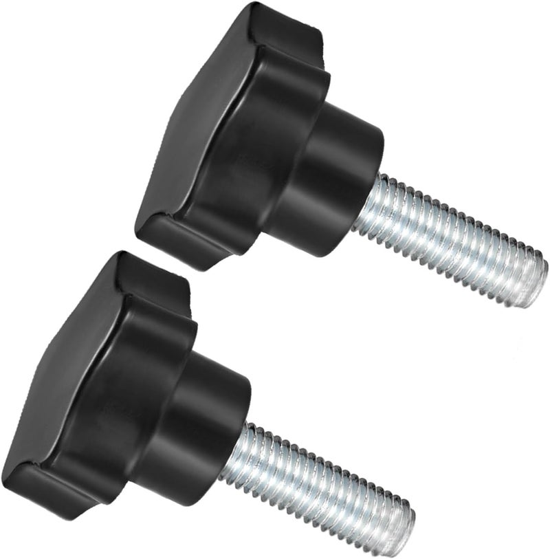 CoCud Star Clamping Knobs, M12 x 40mm Male Thread 47mm Head, Plastic Thumb Screw Grip Hand Knobs Threaded Bolt Black - (Applications: for Lathe Machinery), 2-Pieces - Image 1